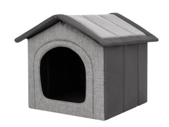 Hundehütte mit Hundebett "Inari", verschiedene Größen, Farbe grau mit graphit