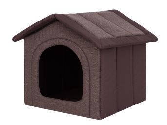 Hundehütte mit Hundebett "Inari", verschiedene Größen, Farbe braum