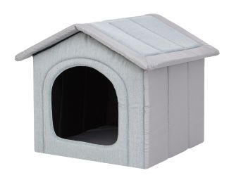 Hundehütte mit Hundebett "Inari", verschiedene Größen, taubenfarben