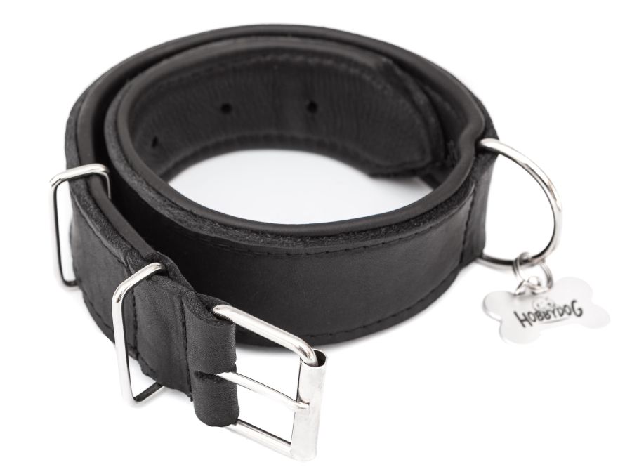 Hundehalsband Leder, Schwarz, R4: 70 x 4 cm