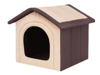 Hundehütte mit Bett "Inari", verschiedene Größen, Farbe beige mit braun